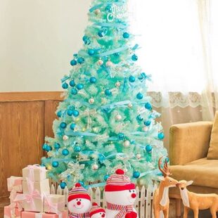 新款酒店 圣诞装饰品摆件商场橱窗蓝色圣诞树家用圣诞2023套餐节