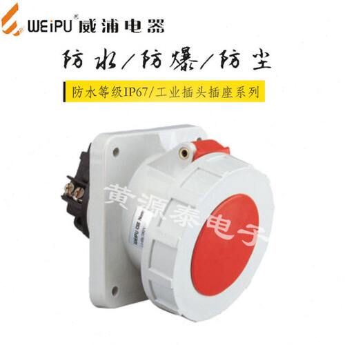 威浦工业插座 连接器 插头TYP3924（63A5芯）暗装斜式插座 IP67型