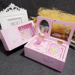 粉系音乐盒小女孩生日礼物八音盒上链发条跳舞公主音乐盒送孩子