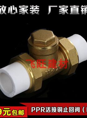 PPR热熔单向卧式逆止黄铜止回阀自来水管4分6分1寸20 25 32 40 50