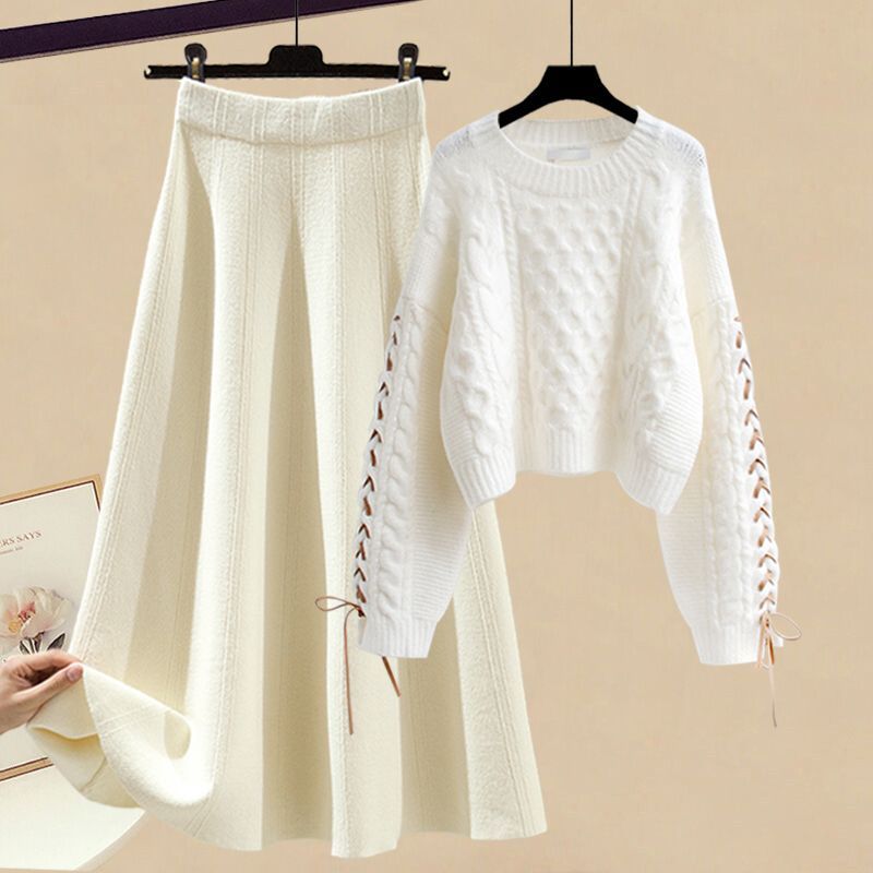 秋冬季套装女2025新款小众设计感针织毛衣女显瘦遮肉半身裙两件套