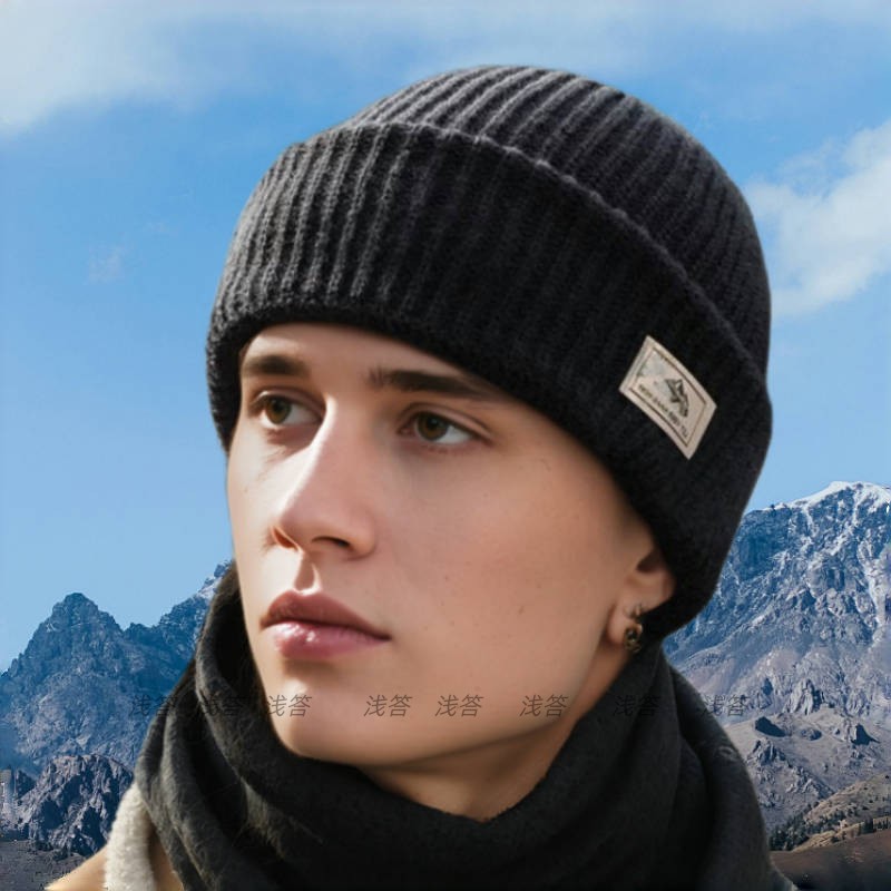 冬季跑步帽子男针织纯棉毛线骑行自行车户外滑雪防风冷帽冬保暖帽