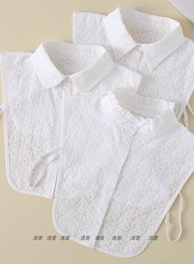 新品衣领衬衫立领棉白色秋冬假领子女尖领提花圆领木耳边淑女B522