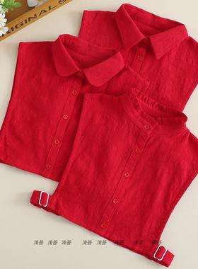 秋冬棉假领子女衬衫装饰大红假领木耳边假衣领白色衬衫假领女B307