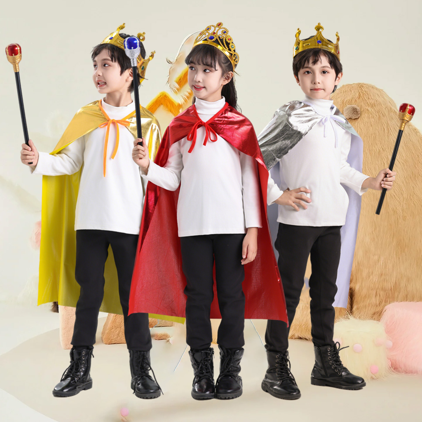 儿童成人国王皇后王子披风服装