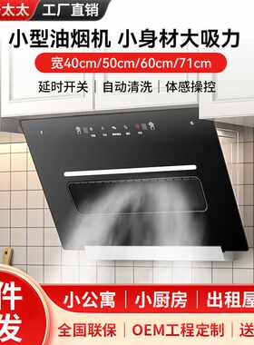 公寓抽油烟机侧吸式400/500/600mm小尺寸免打孔单灶出租房油烟机