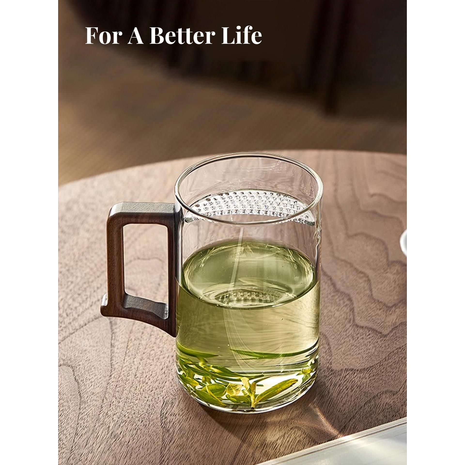MOLA x 紫泉涧 杯具家用高温茶水分离泡茶杯400ml玻璃杯-君茗