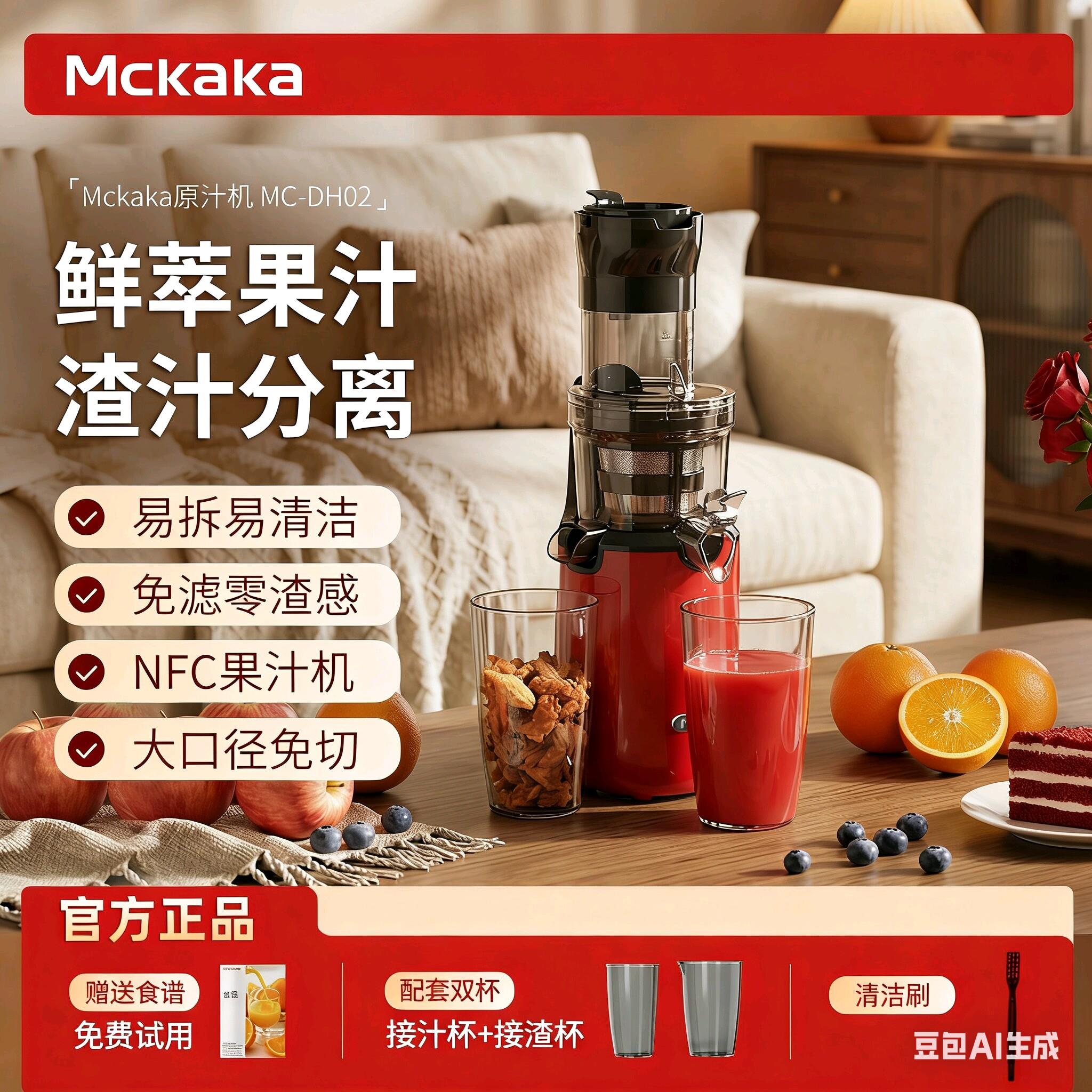 mckaka榨汁机渣汁分离家用多功能小型水果蔬汁机迷你全自动原汁机