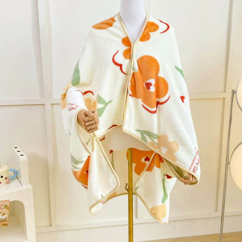 《小雀斑专属》双面牛奶绒多功能简约印花披肩毯