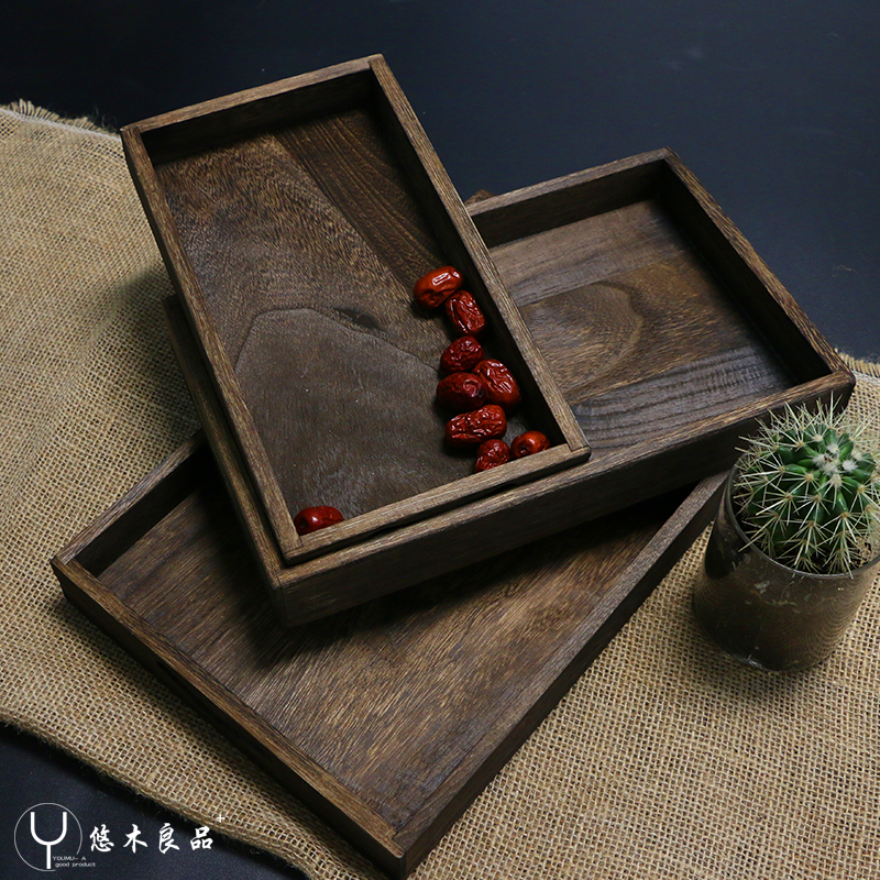日式烧桐木茶盘托盘酒店拍摄果z盘点心盘餐盘咖啡厅果盘拍照实木