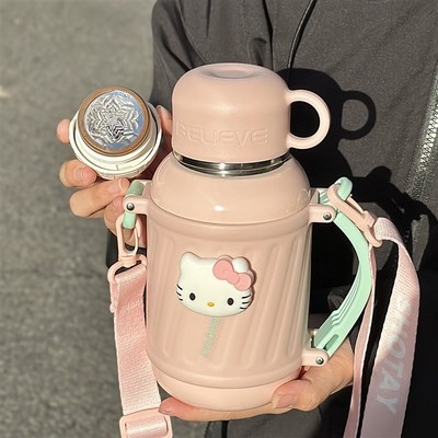 大容量保温杯女士316oL不锈钢可爱学生大肚杯带茶隔1000ml水壶新