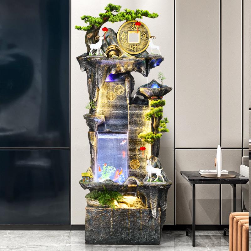 假山鱼缸流水喷泉摆件循环水客厅办E公室高山水景观落地招财装饰