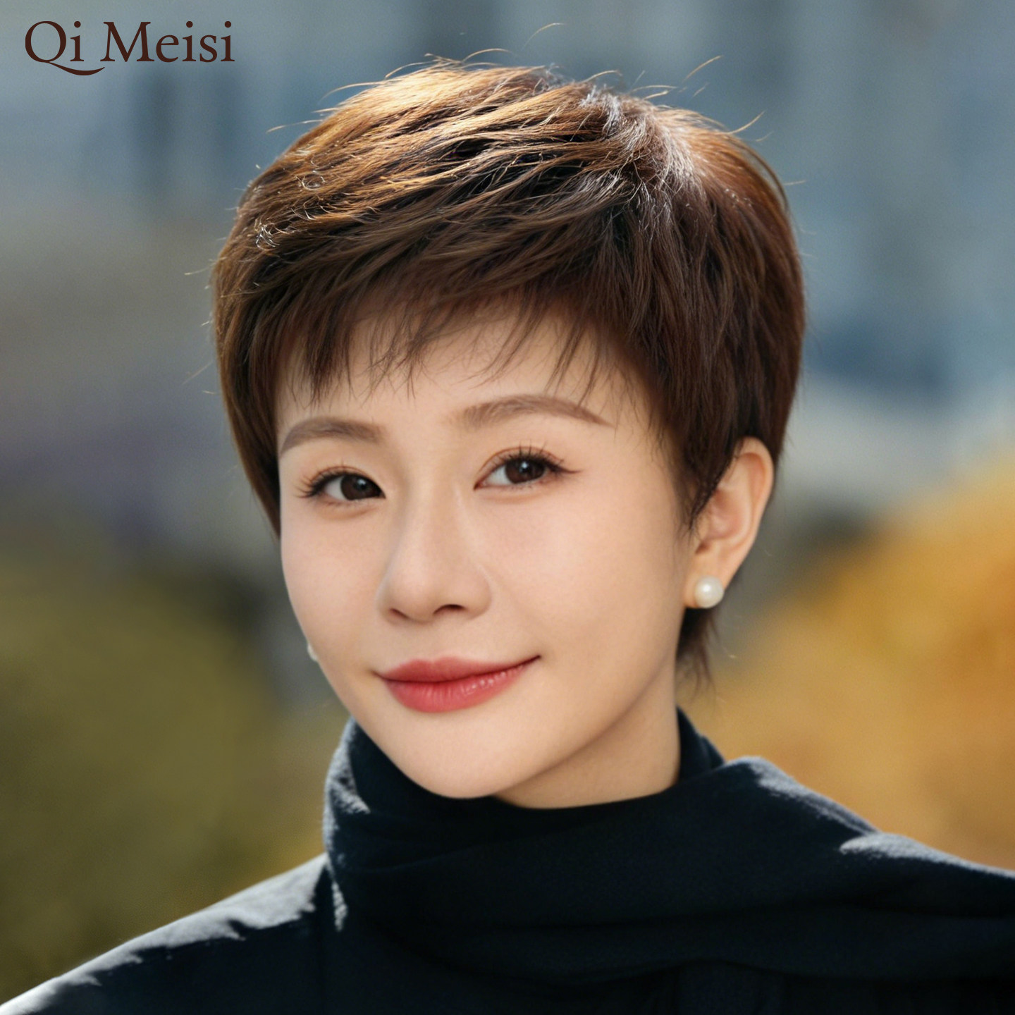 假发全头套真人发丝女士短直发全中老年妈妈款假发套轻薄自然真发