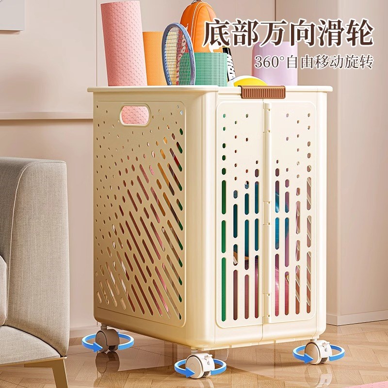 瑜伽垫收纳筐带轮家用运动工具整理神器羽毛球收纳健身器材置物架