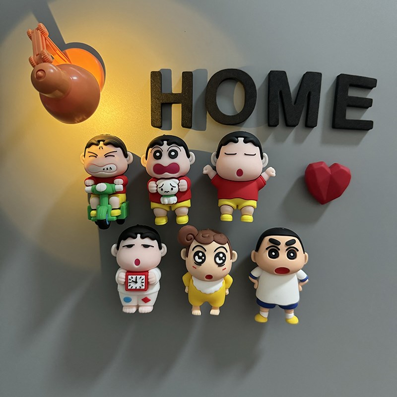 新款动漫卡通冰箱贴磁贴蜡笔小新个性创意3D立体软胶洞洞板吸铁石