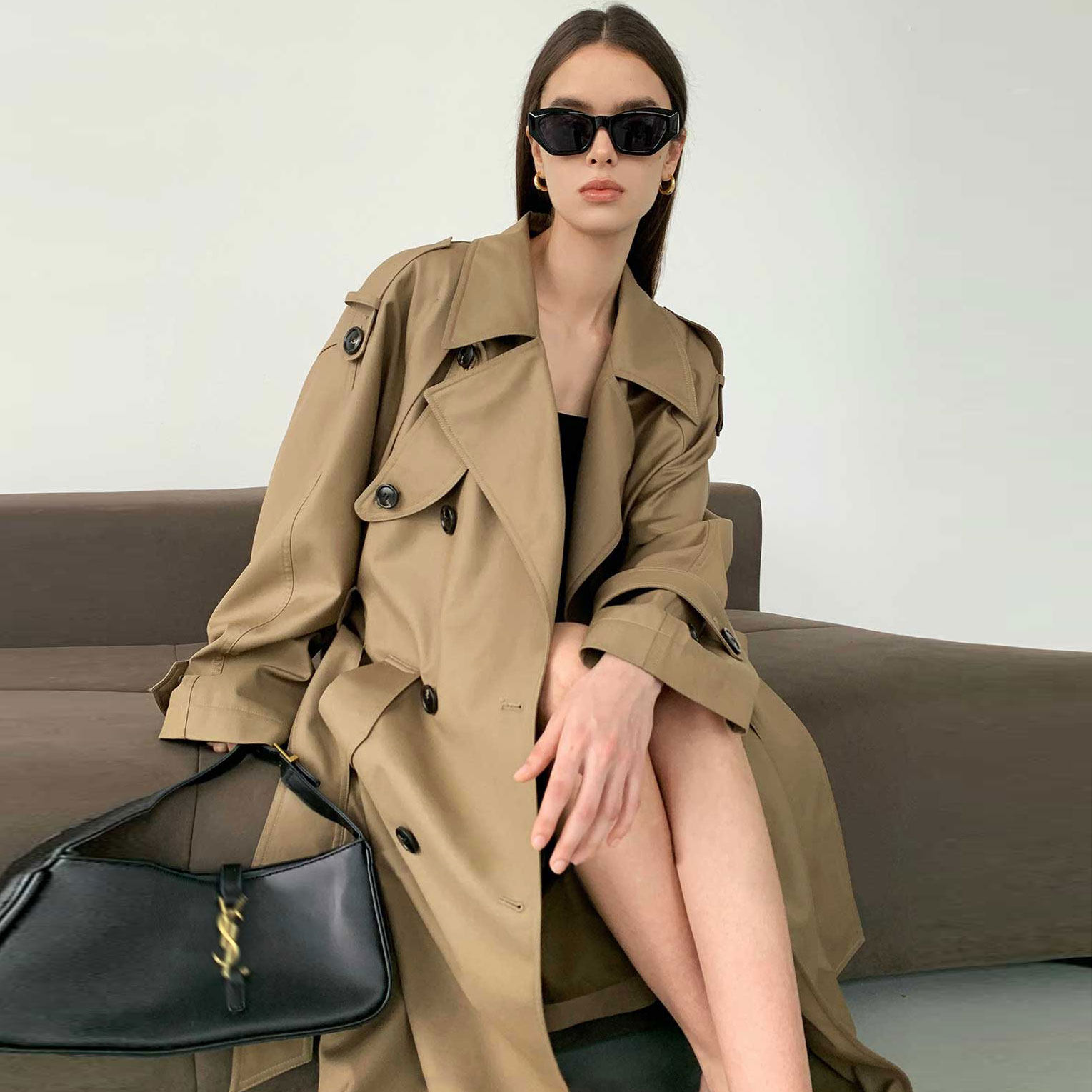 卡其色巨好看周淼风衣外套女长款高个子2025新款秋季女士气质大衣