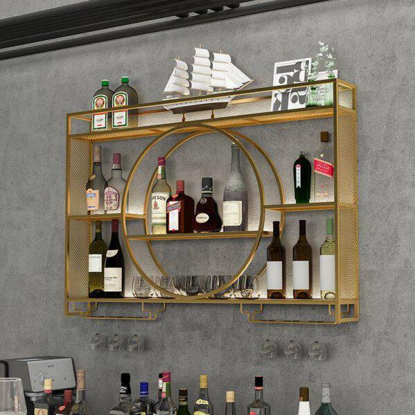 铁艺简约挂墙酒架墙上酒柜餐厅客厅壁挂酒架家用墙壁展示柜现代风