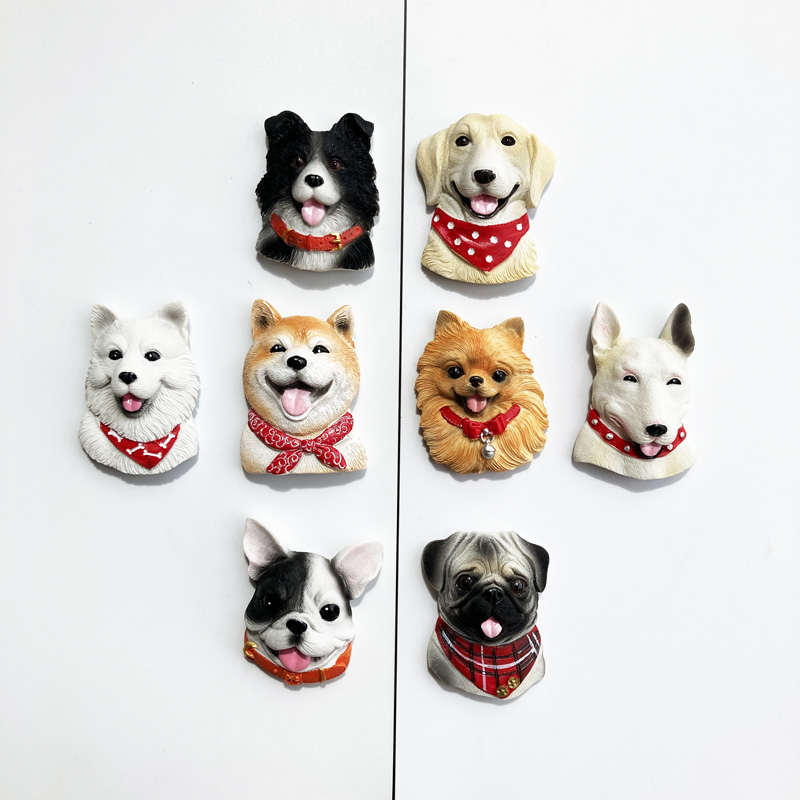 狗狗冰箱贴秋田犬磁贴萨摩耶磁力贴立体3d世界名犬宠物装饰吸铁石