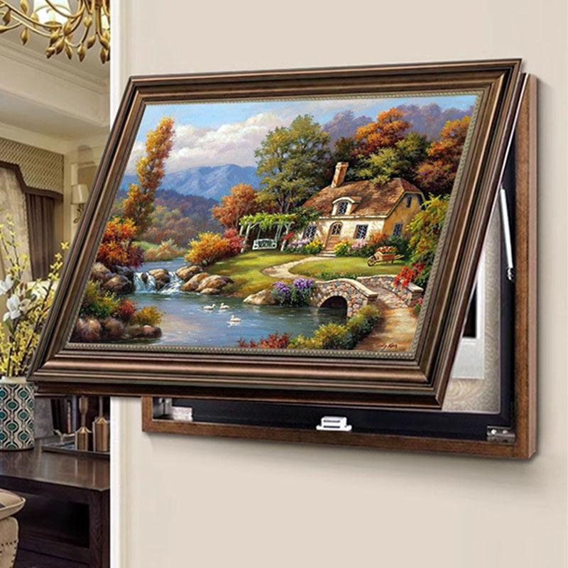 美式电表箱装饰画免打孔配电闸箱遮挡箱欧式餐厅风景油画客厅挂画