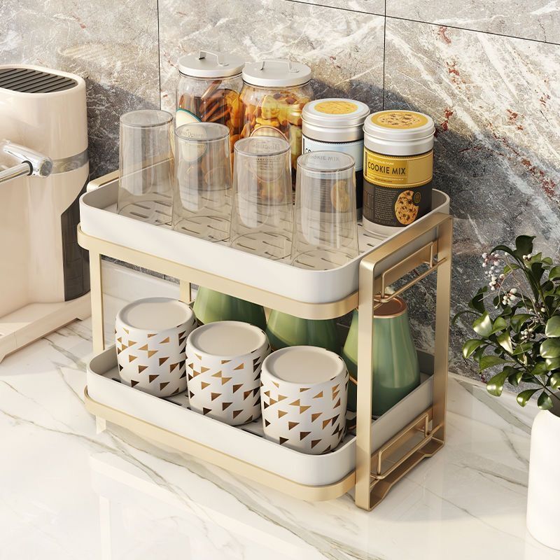 杯子置物架双层水杯托盘沥水架家用客厅桌面茶杯架咖啡杯架子