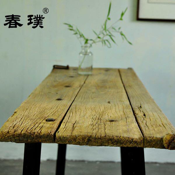 老榆木门板桌原木风化创意艺术怀旧复古茶桌大门扇粗木纹吧台桌面
