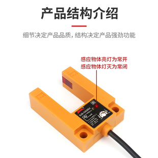 U槽型光电开关感应器DC24V三线二线交流直流常开常闭E3S GS30E4