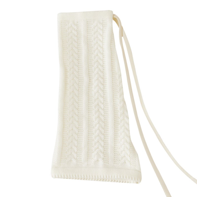 Y2K绑带麻花纹喇叭口辣妹纯色毛线粗针袜套日系OC甜辣风保暖腿套