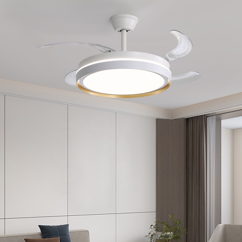 餐厅风扇灯吊扇隐形家用客厅卧室房间简约大气一体吊灯中山灯具