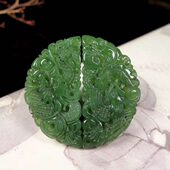 新疆和田碧玉龙凤佩玉吊坠情侣款 半圆龙凤对吉祥挂件玉器会销礼品