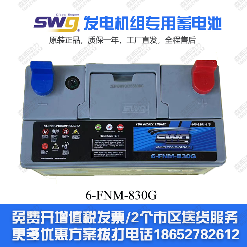 SWG蓄电池6-FNM-930G/830G/720G/550G思吾高发电机12V电瓶