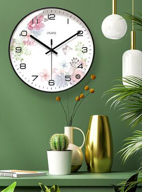 易普秒挂钟客厅2挂墙时钟15拉清新简约静音扫钟表石英钟挂表创意8