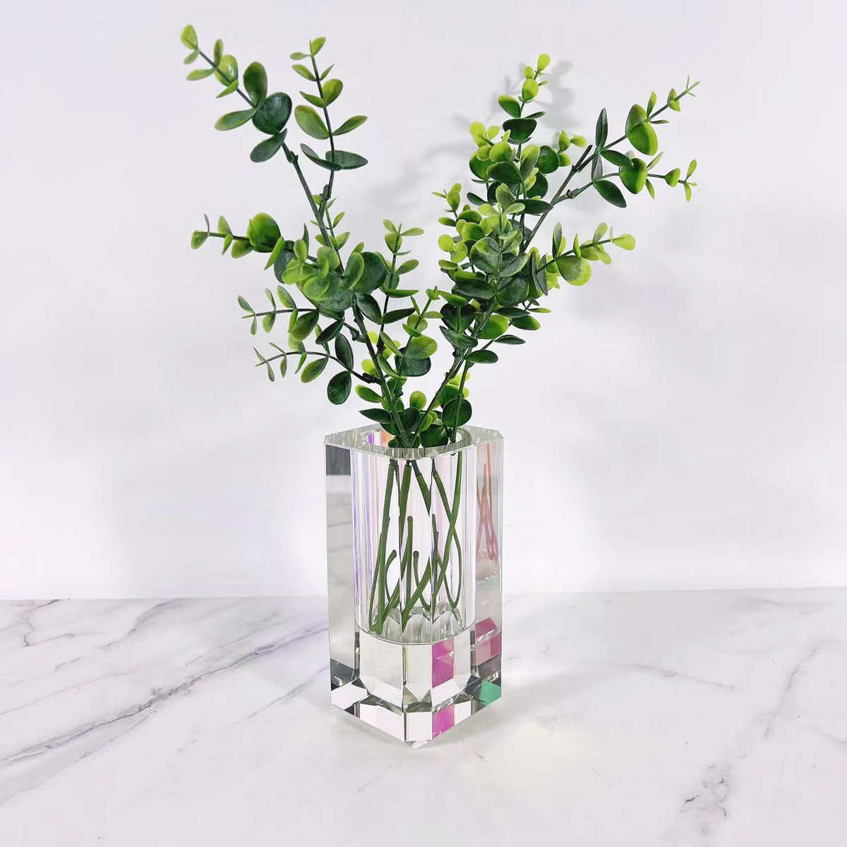 现代简约方形透明玻璃花t瓶居家客厅桌面插花器软装装饰品摆件