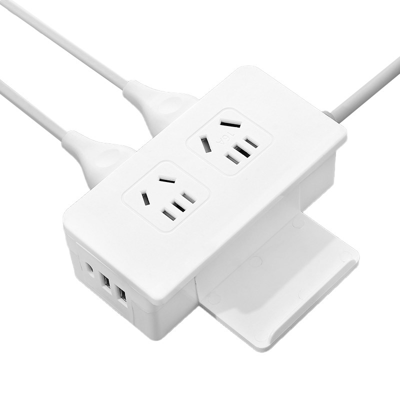 多功能家用插座插排多功能USB充电迷你多孔位带手机支架插板带线