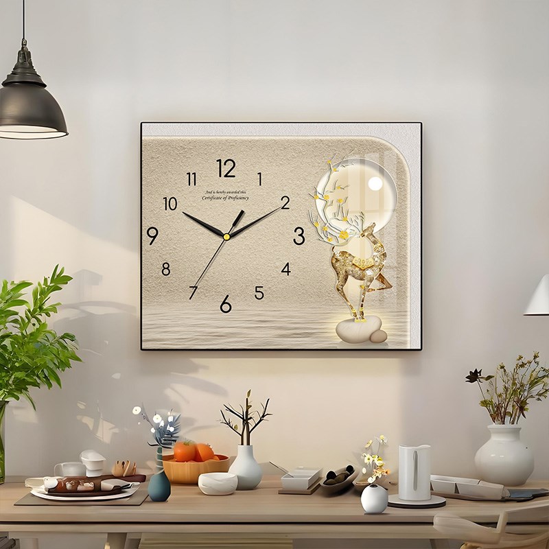 新款钟表电表箱装饰画带挂钟客厅家用遮瑕配电箱电源盒挂墙开关盒