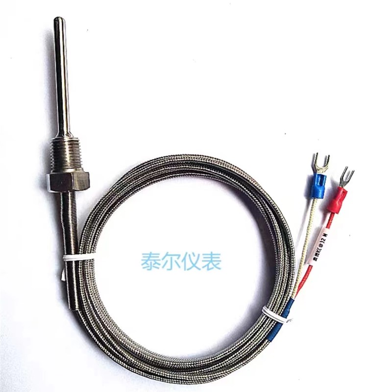 耐高温K型不锈钢温控探头温度传感器线PT100热电偶阻4分2分M8牙