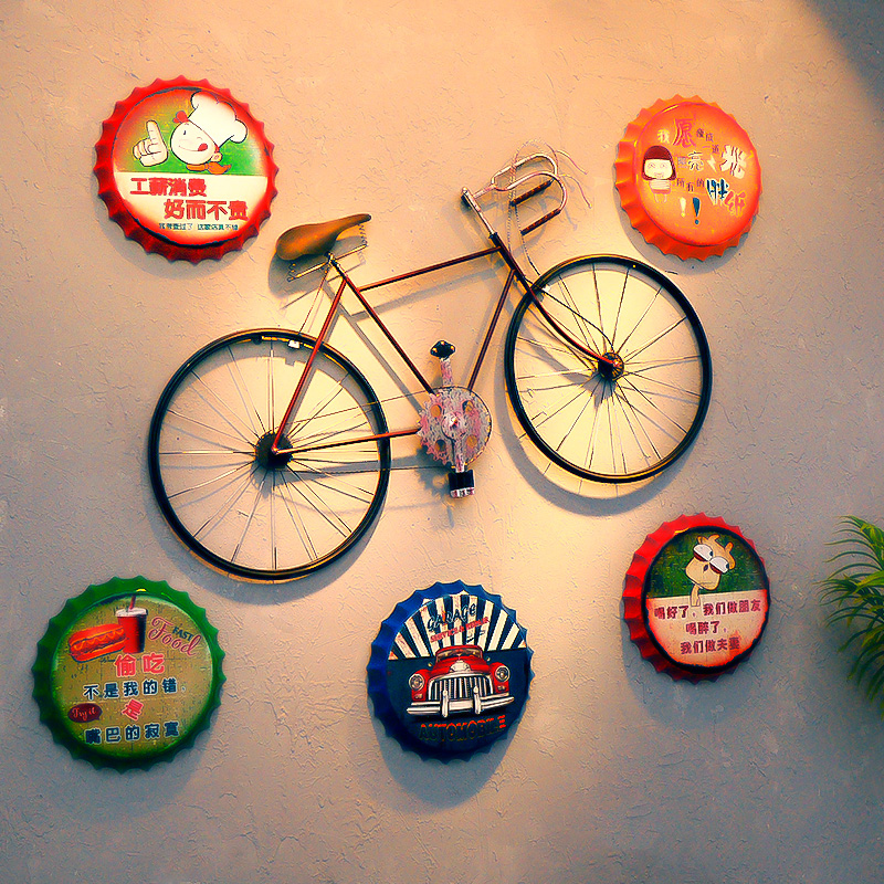 复古工业风铁艺壁挂自行车挂件酒吧烧烤店餐厅墙面创意墙上装饰品