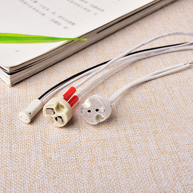 欧规超耐用GU5.3粗脚灯头MR16灯座LED射灯G4细脚耐高温陶瓷灯座