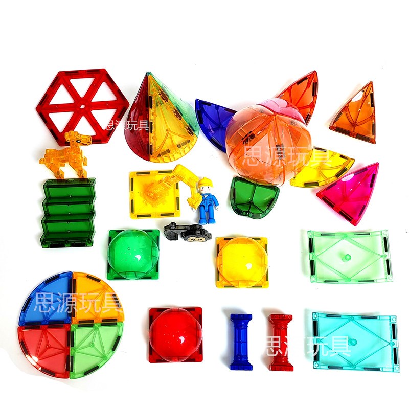 7.5cm彩窗磁力片补充装异型吊车散片积木西瓜皮大正方形管道配件