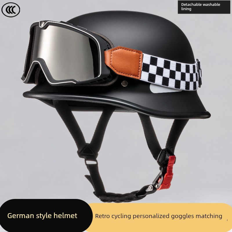 Gsb新国标3C认证覆古摩托车头盔勺式头盔德式钢盔帽士兵头盔摩托