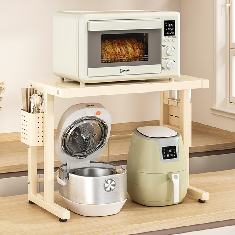 可伸缩微波炉置物架厨房烤箱架台面多功能家O用电饭煲收纳专用支