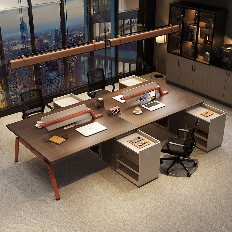新款办公桌椅组合员工6人工位桌椅组合简L约现代4人职员办公室桌