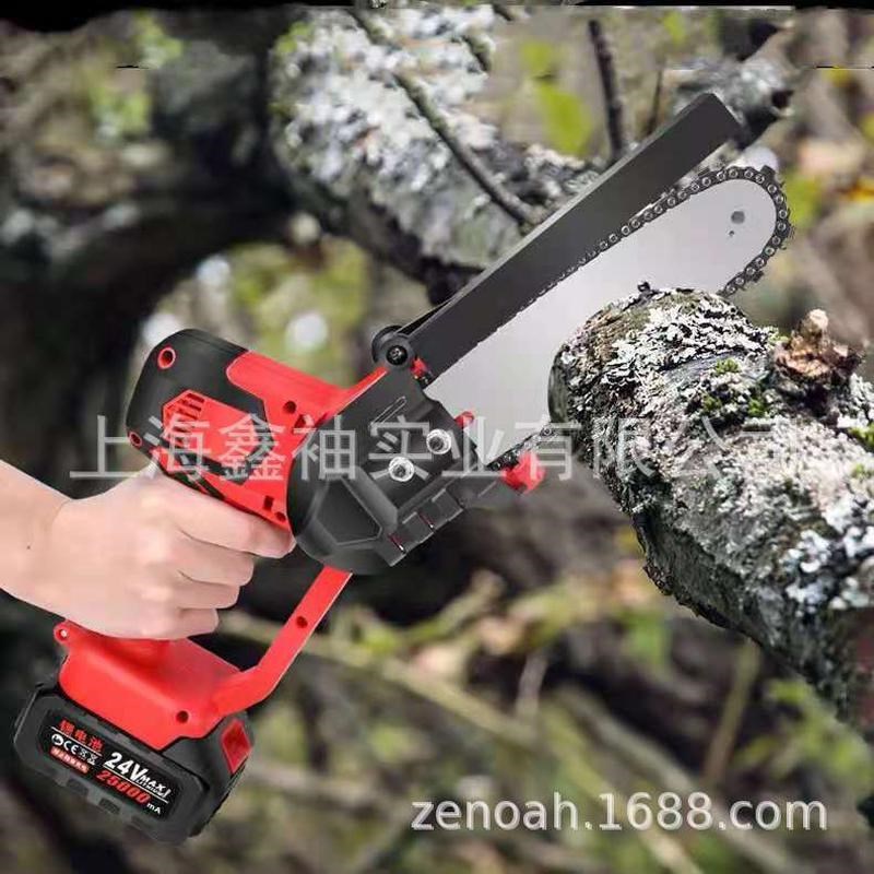 8寸充电式单手锂电锯小型家用电链锯无线户外P伐木修枝电锯毛竹锯