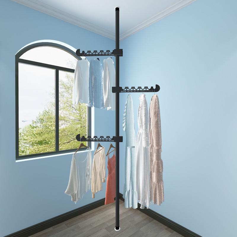 顶天立地衣架落地卧室晾衣架伸缩杆阳台H挂衣衣帽家用不锈钢置物