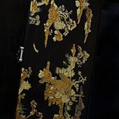 高档山水妆手工风金图中式 首饰盒收纳盒檀堆光红木盒紫光描绘嫁