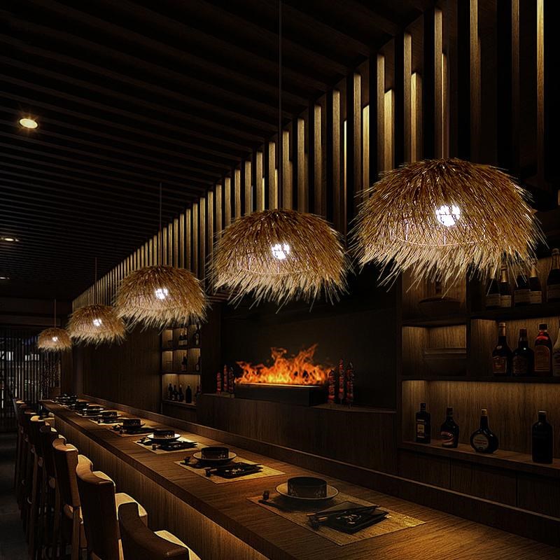 创意藤编草帽吊灯罩复p古餐厅个性火锅店民宿东南亚藤艺鸟巢鸟窝