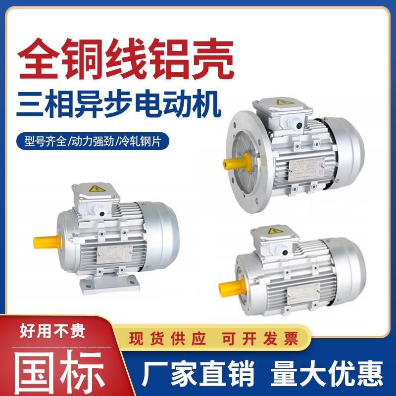 铝壳三相异步电动机k380V微型卧式立式小法兰全铜YE3/YS台钻马达