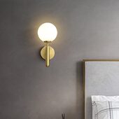 创意客厅背景墙床头壁灯北欧轻奢简约玻璃球壁灯氛围灯卧室全铜具