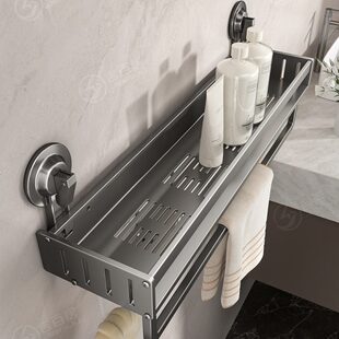 免打孔壁挂式多层卫生间浴室吸盘置物架多功能收纳架洗漱间吉百居