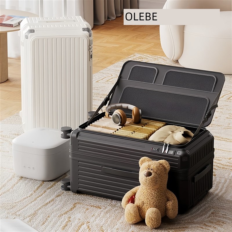 大容量前开口扩展5轮小车行李箱商务登机行李箱2P025新款皮制行李