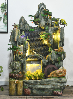 假山水幕墙流水喷泉养鱼缸池B酒店软装公司客厅景观落地摆件